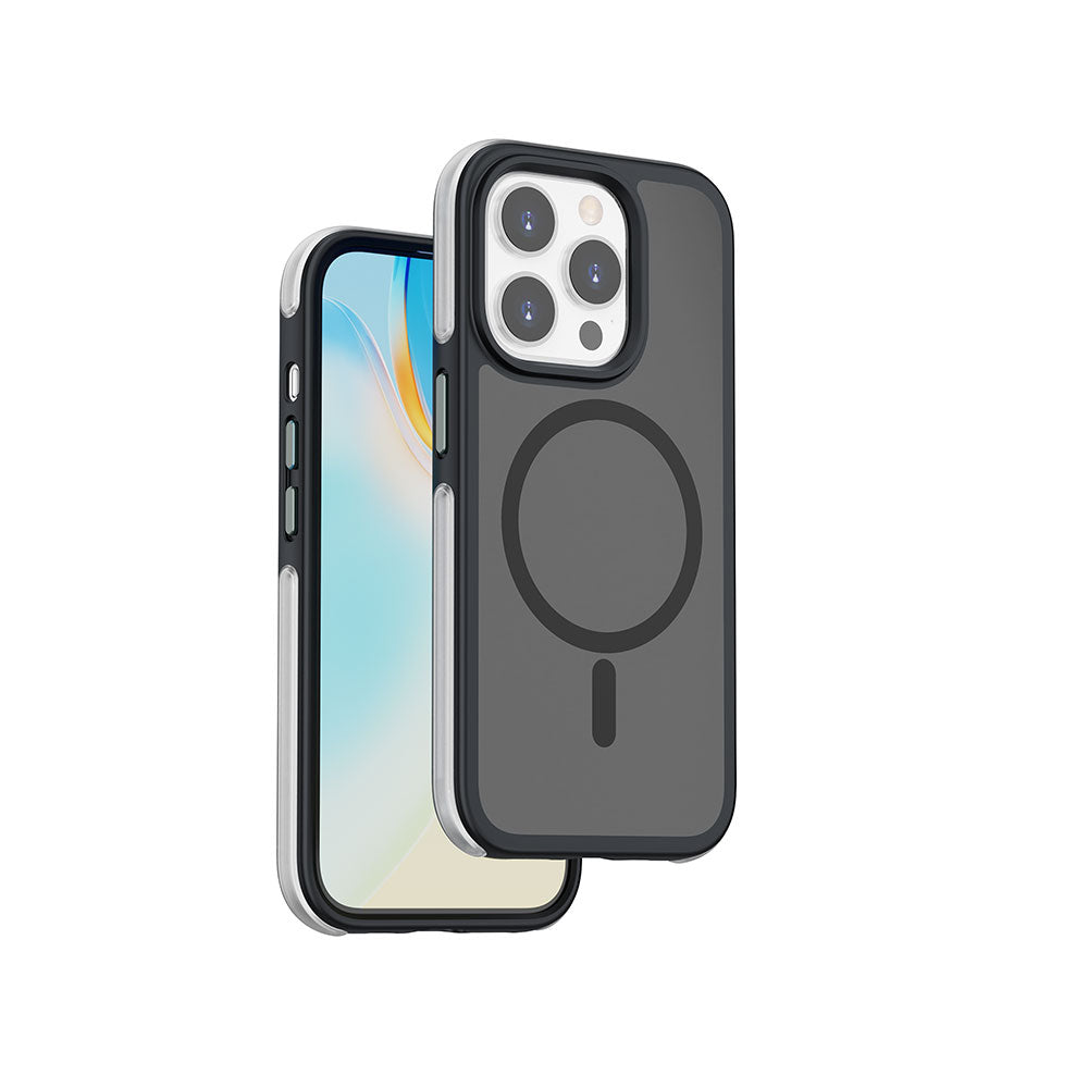 Apple iPhone 15 Pro Max Kılıf Wiwu ZKK-012 M-safe Şarj Özellikli Air Cushion Kapak Siyah