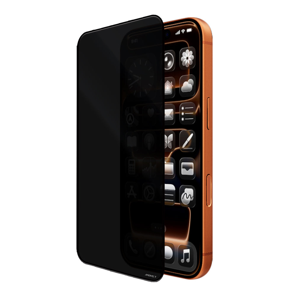 Apple iPhone 15 Pro Max Mohseven Safir Coating 3D Glue Privacy Hayalet Temperli Cam Ekran Koruyucu Siyah