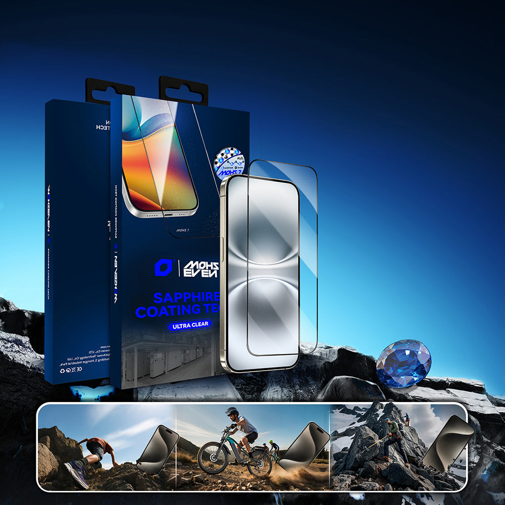 Apple iPhone 15 Pro Max Mohseven Safir Coating HD 3D Glue Temperli Cam Ekran Koruyucu Şeffaf