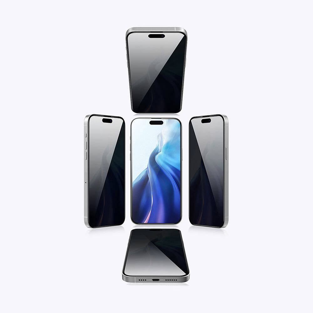 Apple iPhone 15 Pro Max Recci RSP-A08SP 3D Privacy Shield Temperli Cam Ekran Koruyucu Gri