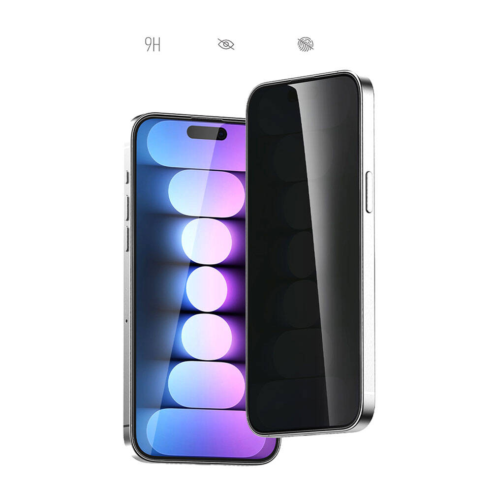 Apple iPhone 15 Pro Max Recci RSP-A19AP Privacy Temperli Cam Ekran Koruyucu Gri