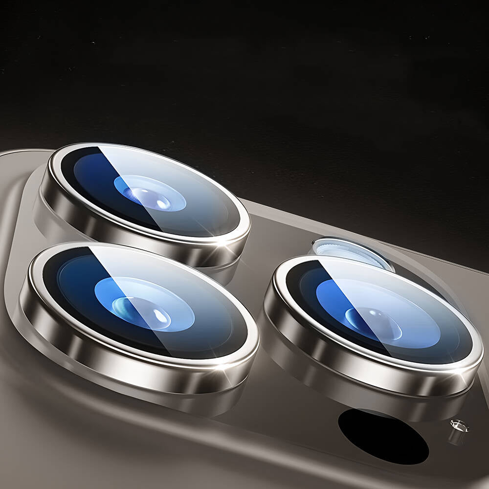 Apple iPhone 15 Pro Max Wiwu LG-003 Lens Guard Çizilmeye Karşı Dayanıklı Safir Kamera Lens Koruyucu Siyah-Titanyum