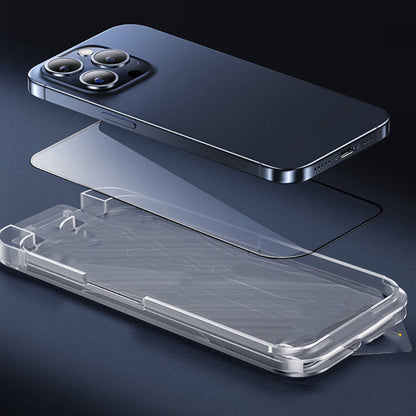 Apple iPhone 15 Pro Max Wiwu SQ-008 Oleofobik Easy Install Darbeye Karşı Dayanıklı Temperli Cam Ekran Koruyucu + Kolay Uygulama Aparatlı Siyah