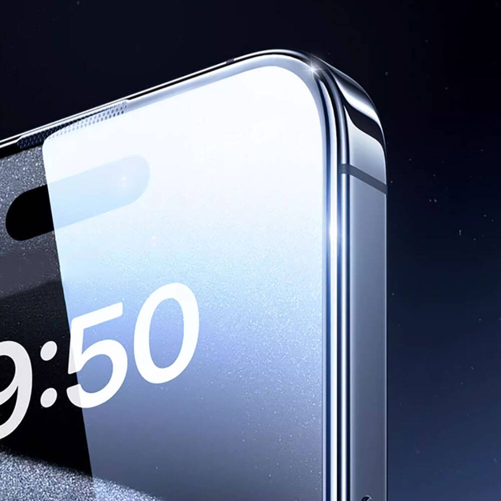 Apple iPhone 15 Pro Wiwu GT-008 Polimer Oleofobik Kaplama Şeffaf Pürüzsüz Temperli Cam Ekran Koruyucu 10'lu Paket Siyah