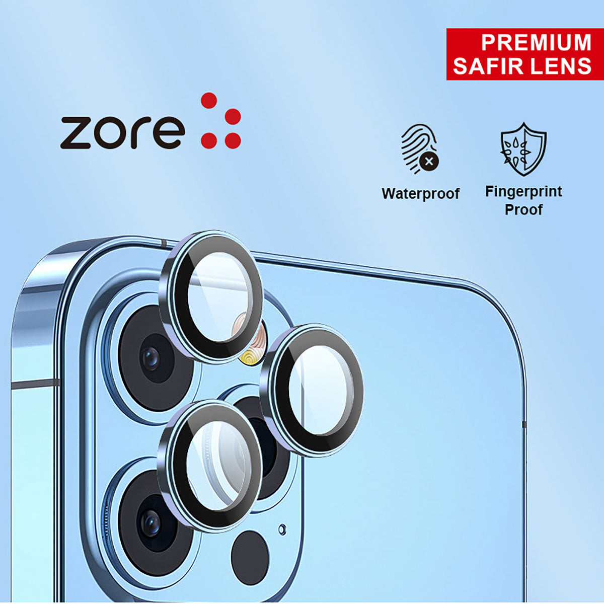 Apple iPhone 15 Pro Zore CL-12 Premium Safir Parmak İzi Bırakmayan Anti-Reflective Kamera Lens Koruyucu Midnight