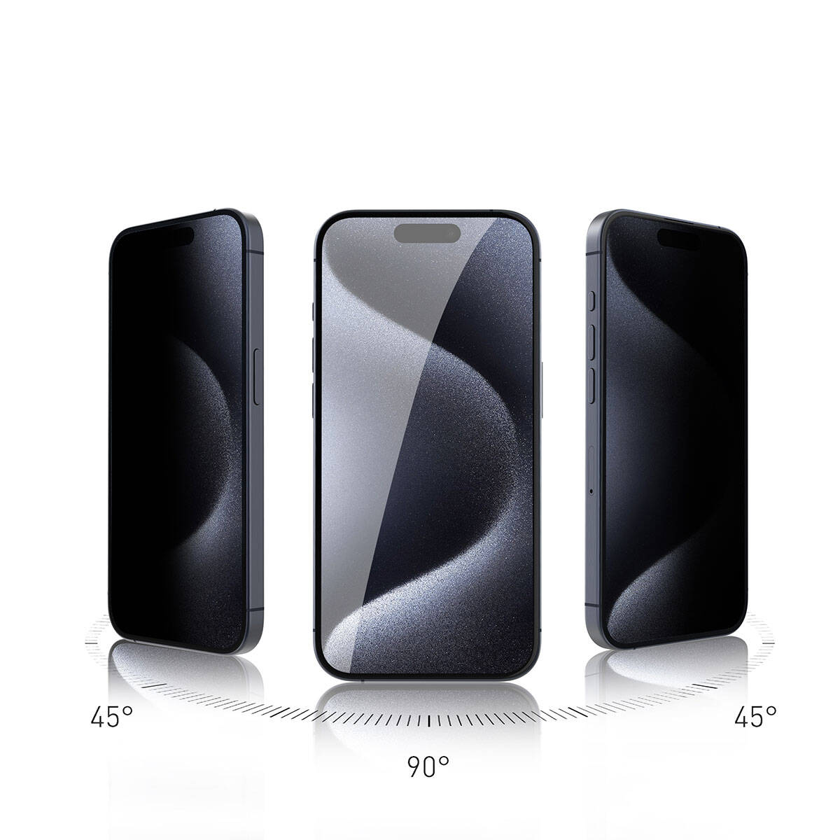 Apple iPhone 15 Pro Zore Rika Premium Privacy Temperli Cam Ekran Koruyucu Siyah