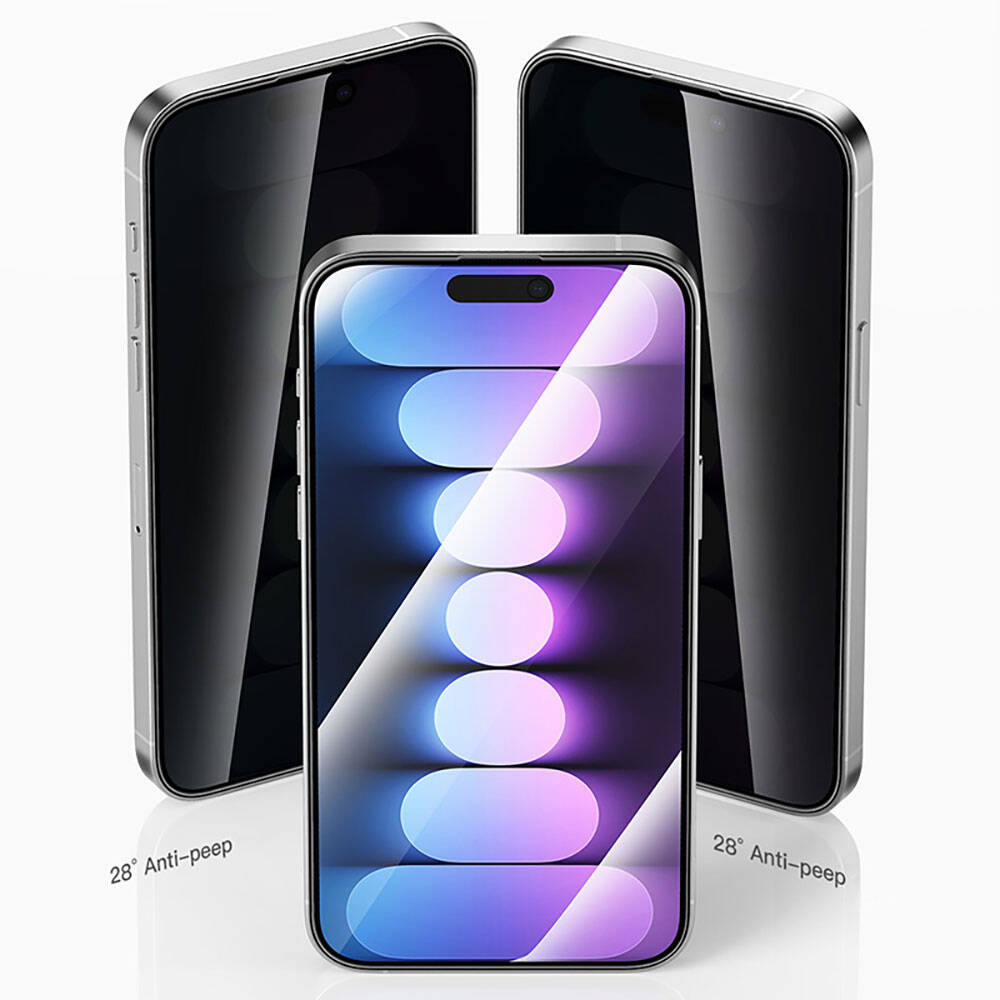 Apple iPhone 15 Recci RSP-A16AP Privacy Temperli Cam Ekran Koruyucu Gri