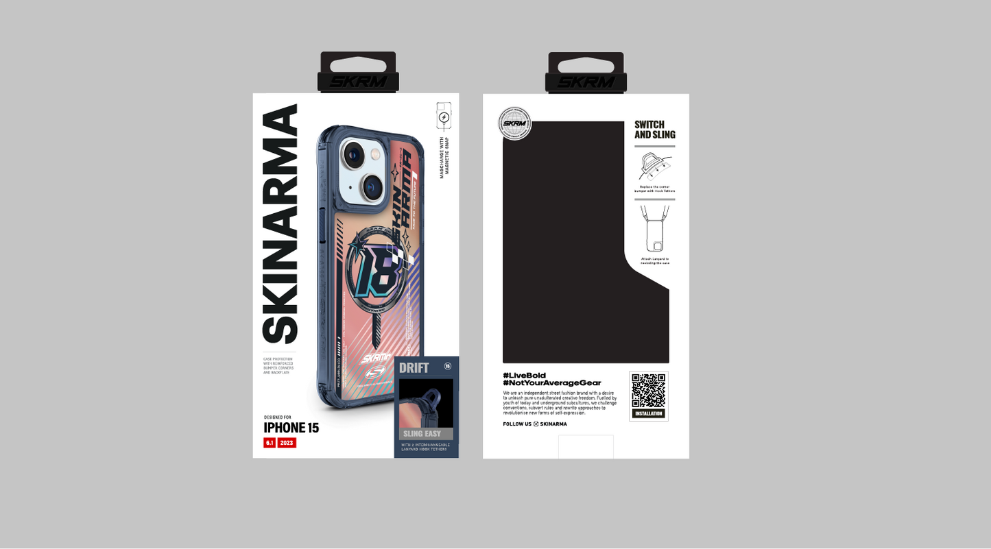 Apple iPhone 15 SkinArma M-safe Şarj Özellikli Sticker Yapıştırmalı Drift Kapak Siyah