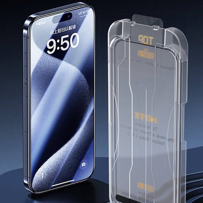 Apple iPhone 15 Wiwu SQ-008 Oleofobik Easy Install Darbeye Karşı Dayanıklı Temperli Cam Ekran Koruyucu + Kolay Uygulama Aparatlı Siyah