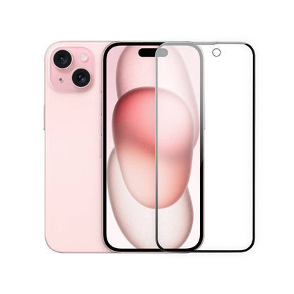 Apple iPhone 15 Wiwu Wi-IP002 2in1 Temperli Cam Ahize Toz Önleyici Ekran Koruyucu ve Kamera Lens Koruyucu Set Siyah