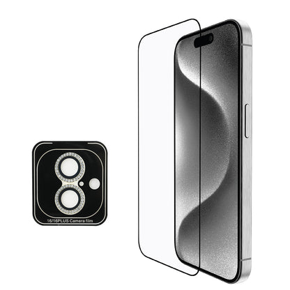 Apple iPhone 16 Guess Orjinal Lisanslı Kılıf + Ekran Koruyucu + Lens Koruyucu 3in1 Aksesuar Seti Pembe