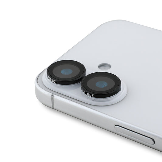 Apple iPhone 16 Guess Orjinal Lisanslı Metal Kamera Lens Koruyucu Gümüş
