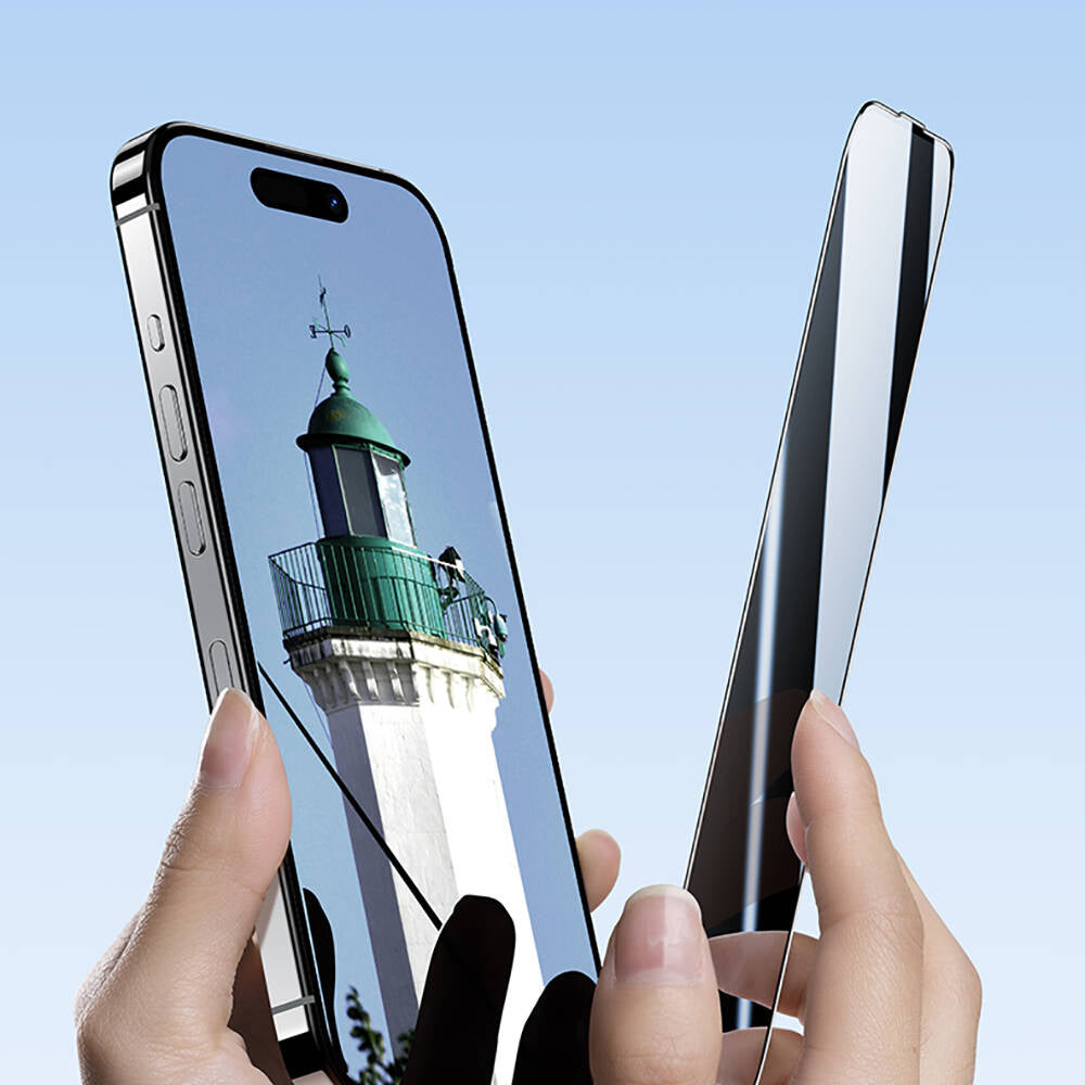 Apple iPhone 16 Hidrofobik Ve Oleofobik Özellikli Benks Privacy Air Shield 0.4mm Ekran Koruyucu 10'lu Paket Şeffaf