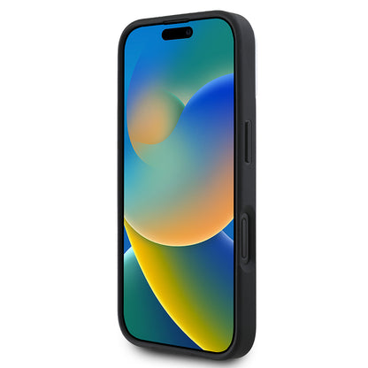 Apple iPhone 16 Kılıf DKNY Orjinal Lisanslı M-safe Şarj Özellikli 3D Yazılı Checkered Pattern Kapak Siyah