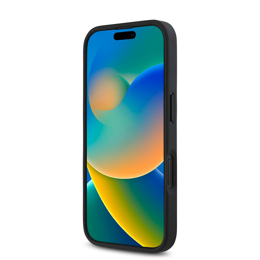 Apple iPhone 16 Kılıf DKNY Orjinal Lisanslı M-safe Şarj Özellikli 3D Yazılı Repeat Pattern Kapak Siyah