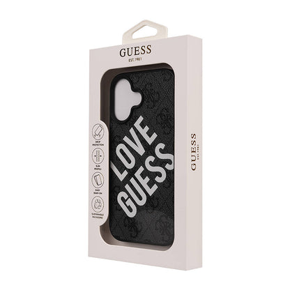 Apple iPhone 16 Kılıf Guess Orjinal Lisanslı Big Love Guess Kapak Siyah