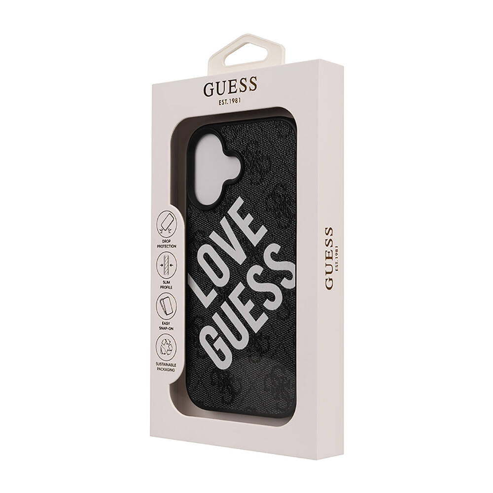 Apple iPhone 16 Kılıf Guess Orjinal Lisanslı Big Love Guess Kapak Kahverengi