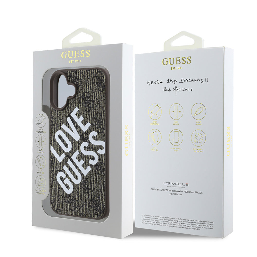 Apple iPhone 16 Kılıf Guess Orjinal Lisanslı Big Love Guess Kapak Siyah
