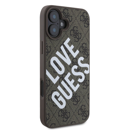 Apple iPhone 16 Kılıf Guess Orjinal Lisanslı Big Love Guess Kapak Siyah