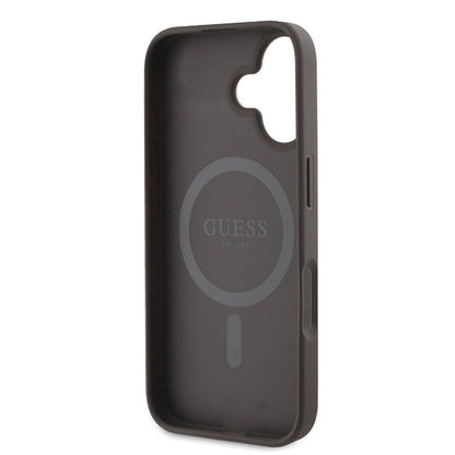 Apple iPhone 16 Kılıf Guess Orjinal Lisanslı M-safe Şarj Özellikli 4G Şerit Tasarımlı Printed Kapak Pembe