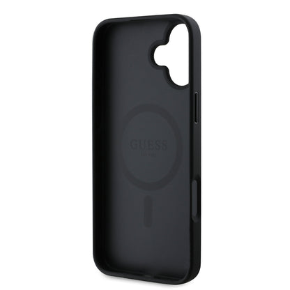 Apple iPhone 16 Kılıf Guess Orjinal Lisanslı M-safe Şarj Özellikli 4G Şerit Tasarımlı Printed Kapak Pembe