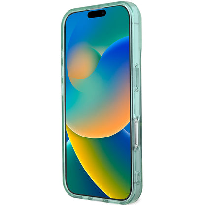 Apple iPhone 16 Kılıf Guess Orjinal Lisanslı M-safe Şarj Özellikli IML Baskılı Jungle Ring Kapak Yeşil