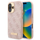 Apple iPhone 16 Kılıf Guess Orjinal Lisanslı M-safe Şarj Özellikli PU 4G Desenli Metal Plaka Klasik Logolu Kapak Pembe