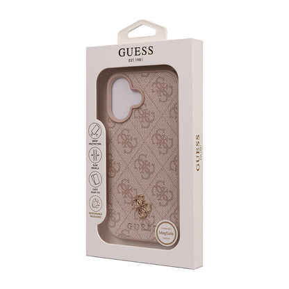 Apple iPhone 16 Kılıf Guess Orjinal Lisanslı M-safe Şarj Özellikli Small 4G Classic Kapak Siyah