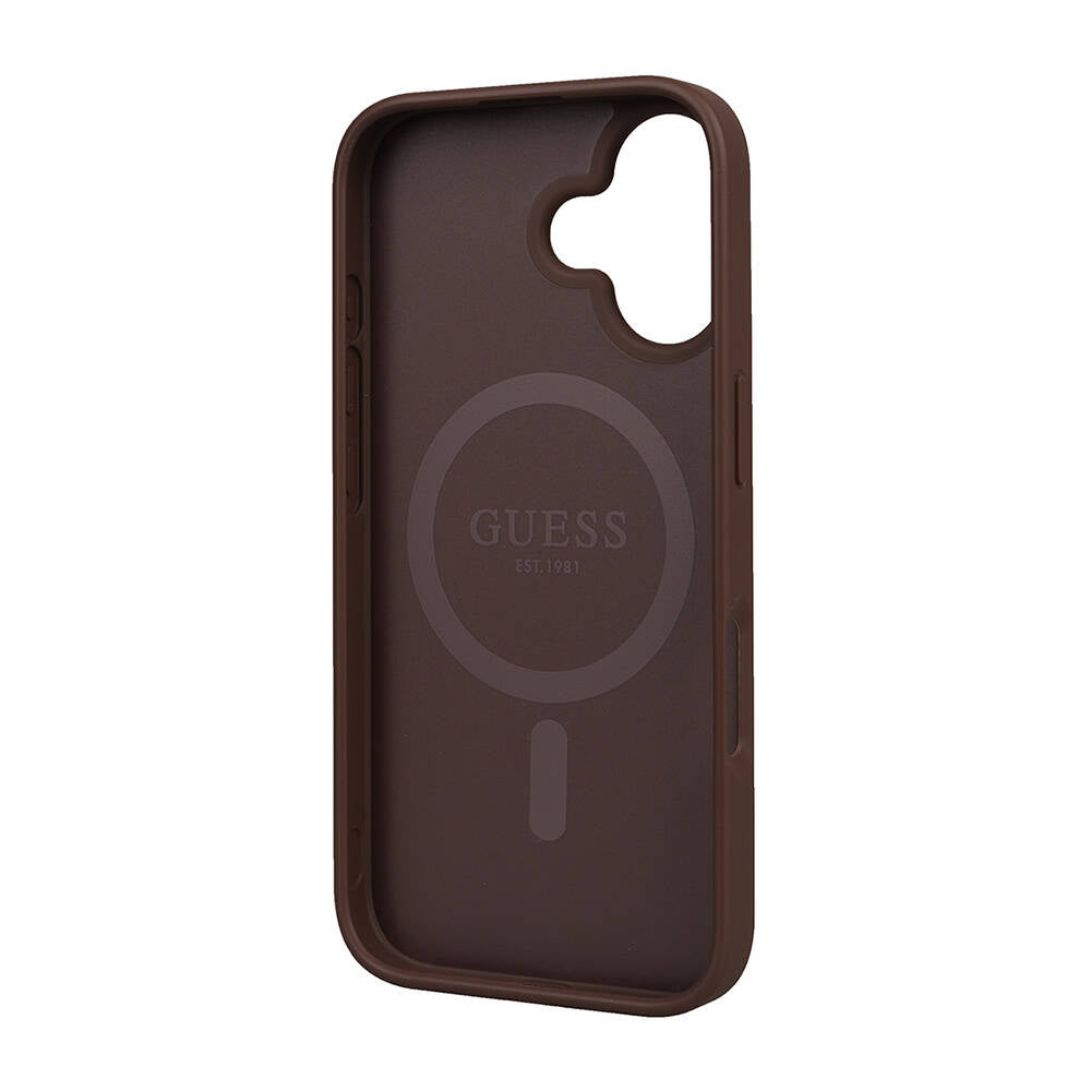 Apple iPhone 16 Kılıf Guess Orjinal Lisanslı M-safe Şarj Özellikli Small 4G Classic Kapak Siyah