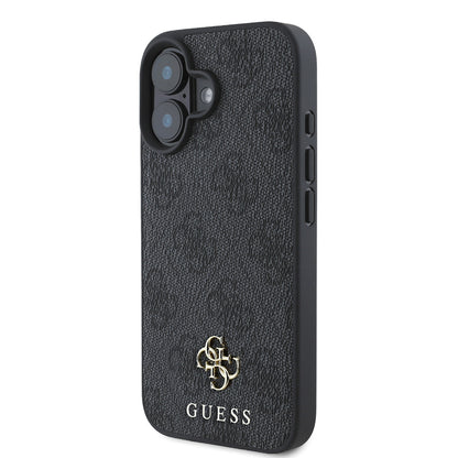 Apple iPhone 16 Kılıf Guess Orjinal Lisanslı M-safe Şarj Özellikli Small 4G Classic Kapak Kahverengi