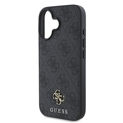 Apple iPhone 16 Kılıf Guess Orjinal Lisanslı M-safe Şarj Özellikli Small 4G Classic Kapak Kahverengi