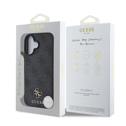 Apple iPhone 16 Kılıf Guess Orjinal Lisanslı M-safe Şarj Özellikli Small 4G Classic Kapak Kahverengi