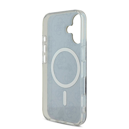 Apple iPhone 16 Kılıf Guess Orjinal Lisanslı M-safe Şarj Özellikli Yazı Logolu 4G Desenli Kapak Pembe