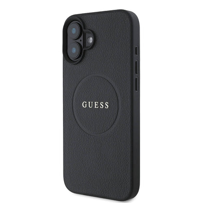 Apple iPhone 16 Kılıf Guess Orjinal Lisanslı M-safe Şarj Özellikli Yazı Logolu Grained Kapak Yeşil