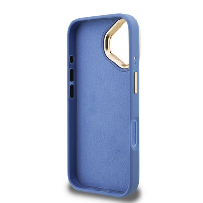 Apple iPhone 16 Kılıf Guess Orjinal Lisanslı PU Deri 4G Desenli Metal Büyük 4G ve Yazı Logolu Kamera Standlı Kapak Siyah