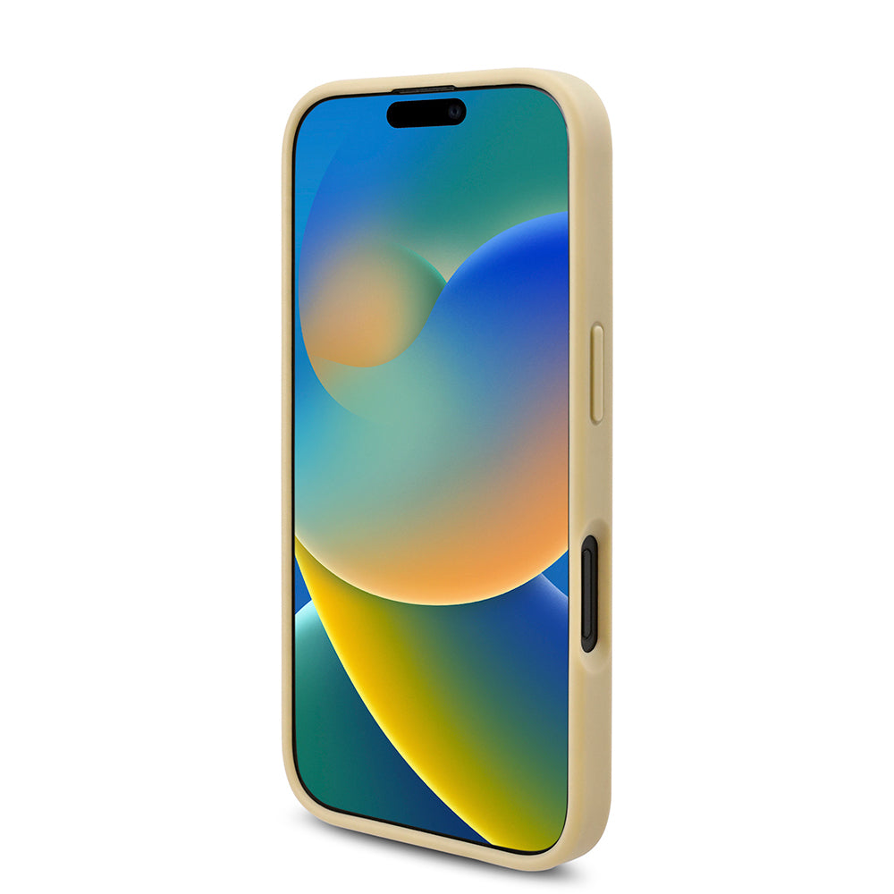 Apple iPhone 16 Kılıf Guess Orjinal Lisanslı Taşlı Arka Yüzey Üçgen Logolu Kapak Pembe