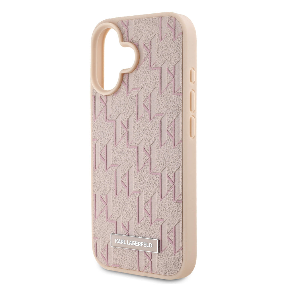 Apple iPhone 16 Kılıf Karl Lagerfeld Orjinal Lisanslı M-safe Şarj Özellikli KL Yazılı Hot Stamp Kapak Krem