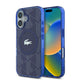 Apple iPhone 16 Kılıf Lacoste Orjinal Lisanslı M-safe Şarj Özellikli IML Baskılı Gümüş Timsah Logolu Monogram Kapak Lacivert