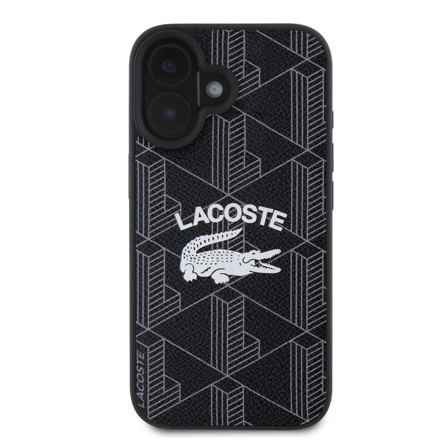 Apple iPhone 16 Kılıf Lacoste Orjinal Lisanslı M-safe Şarj Özellikli Mono Vintage Logo Kapak Siyah