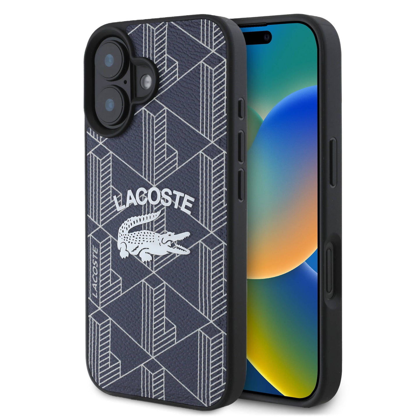 Apple iPhone 16 Kılıf Lacoste Orjinal Lisanslı M-safe Şarj Özellikli Mono Vintage Logo Kapak Lacivert