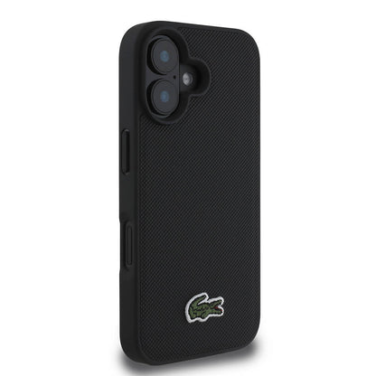 Apple iPhone 16 Kılıf Lacoste Orjinal Lisanslı PU Pike Desenli Arka Yüzey İkonik Timsah Dokuma Logolu Kapak Yeşil