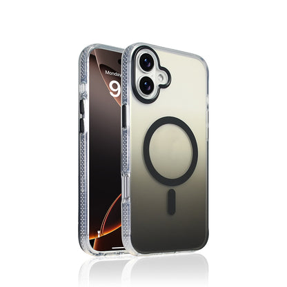 Apple iPhone 16 Kılıf M-safe Şarj Özellikli Transparan Renk Geçişli Zore Toros Kapak Gold