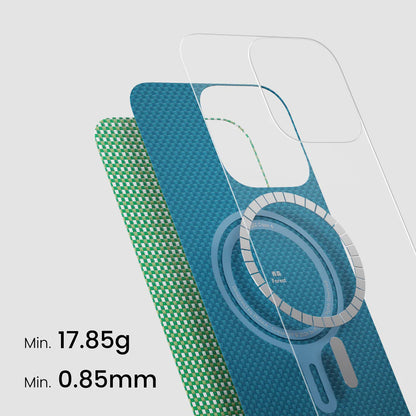 Apple iPhone 16 Kılıf M-safe Şarj Özellikli Aramid Fiber Pitaka Ultra-Slim Classic Serisi Forest Green Kapak Yeşil