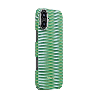 Apple iPhone 16 Kılıf M-safe Şarj Özellikli Aramid Fiber Pitaka Ultra-Slim Classic Serisi Forest Green Kapak Yeşil