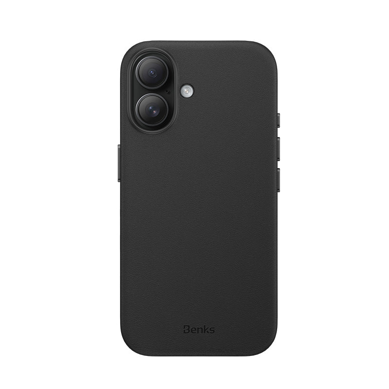Apple iPhone 16 Kılıf M-safe Şarj Özellikli Çizilmeye Dayanıklı Benks VitaPro Serisi PU Deri Kapak Siyah
