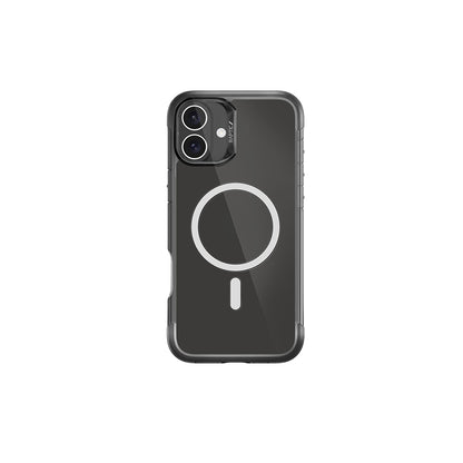 Apple iPhone 16 Kılıf M-safe Şarj Özellikli Raptic Air Serisi Airbag Tasarımlı Metal Köşelikli Şeffaf Kapak Siyah