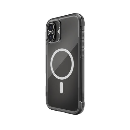 Apple iPhone 16 Kılıf M-safe Şarj Özellikli Raptic Air Serisi Airbag Tasarımlı Metal Köşelikli Şeffaf Kapak Siyah