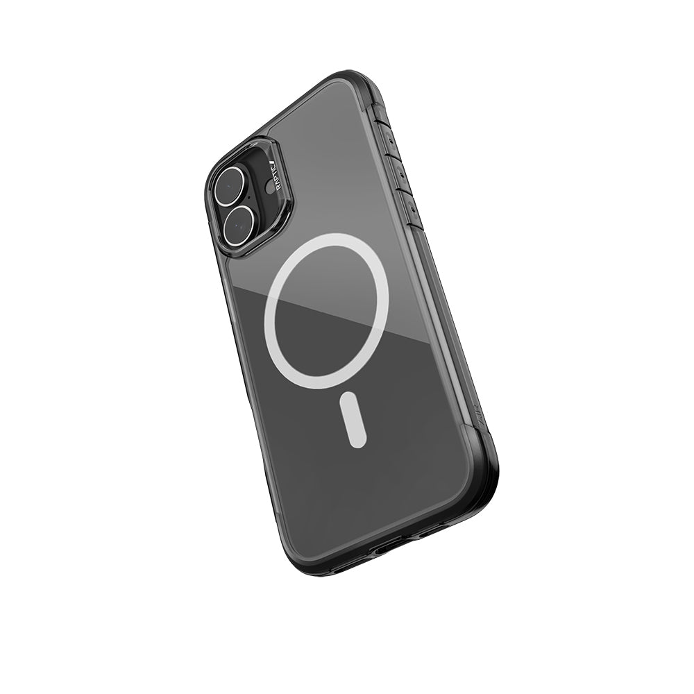 Apple iPhone 16 Kılıf M-safe Şarj Özellikli Raptic Air Serisi Airbag Tasarımlı Metal Köşelikli Şeffaf Kapak Gümüş