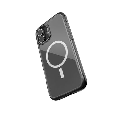 Apple iPhone 16 Kılıf M-safe Şarj Özellikli Raptic Air Serisi Airbag Tasarımlı Metal Köşelikli Şeffaf Kapak Gümüş