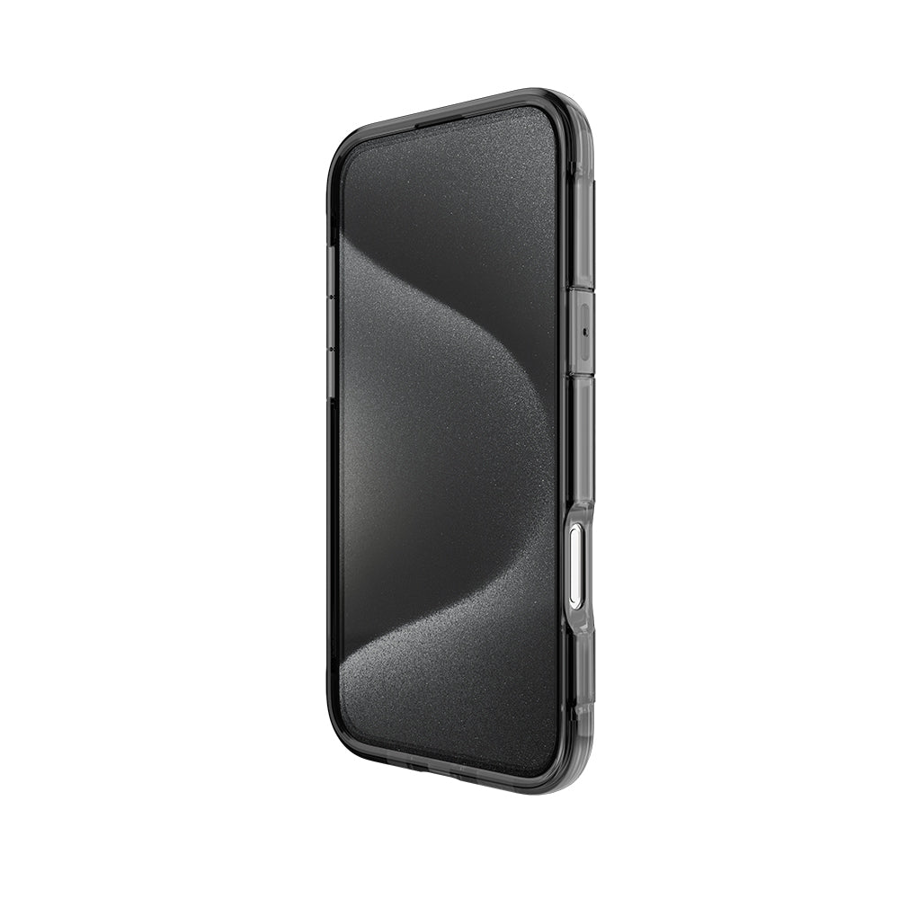 Apple iPhone 16 Kılıf M-safe Şarj Özellikli Raptic Air Serisi Airbag Tasarımlı Metal Köşelikli Şeffaf Kapak Gümüş